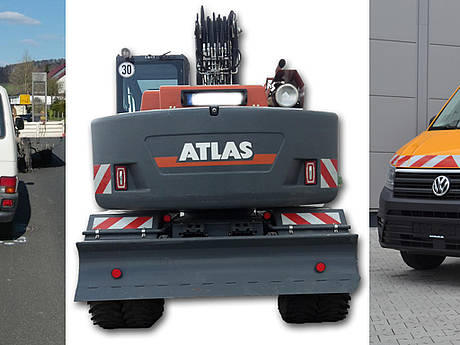 Sonderrechte in weiß-rot-weiß: Korrekte Sicherheitskennzeichnung an Baustellenfahrzeugen