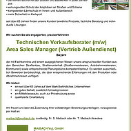 Stellenangebot: Technischen Verkaufsberater (m/w)