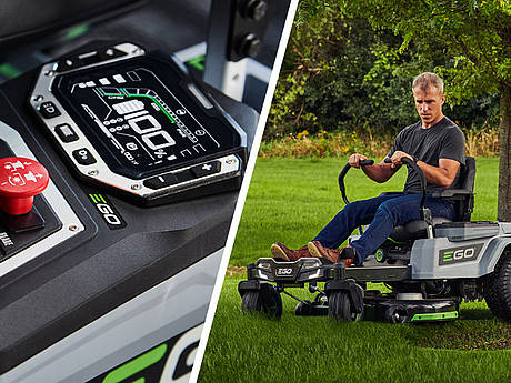 EGO Neuheit 2022: Erster Aufsitz-Rasenm&auml;her mit Wechsel-Akku