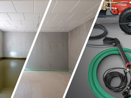 Mit Hochdruck Wasser und Schlamm absaugen