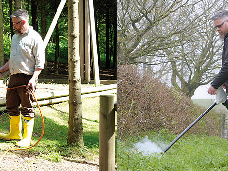 Kersten setzt Wildkraut mit Elektrolanze unter Strom