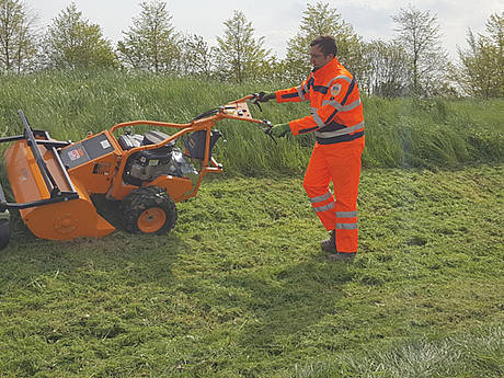 Handgef&uuml;hrte AS-Motor-Schlegelm&auml;her im Einsatz 