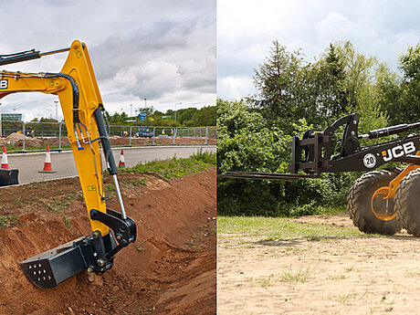 Kompakte Bagger und Radlader f&uuml;r Galabau und Erdbau