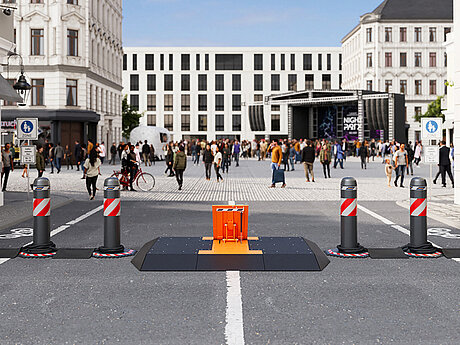 Machen Innenstädte sicherer: mobile Fahrzeugsperren