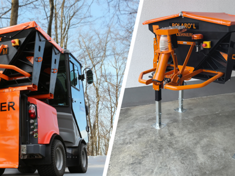 Kehrmaschine und POLARO M – ein Top-Gespann im Winterdienst