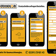 Baumaschinenglas24-App: In 4 Schritten noch schneller zur neuen Scheibe