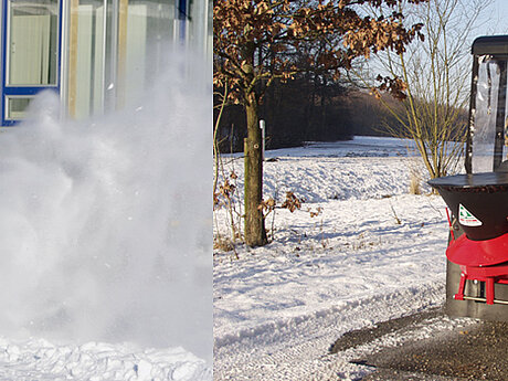 ECHOTRAK mit Frontkehrmaschine und Streuger&auml;t