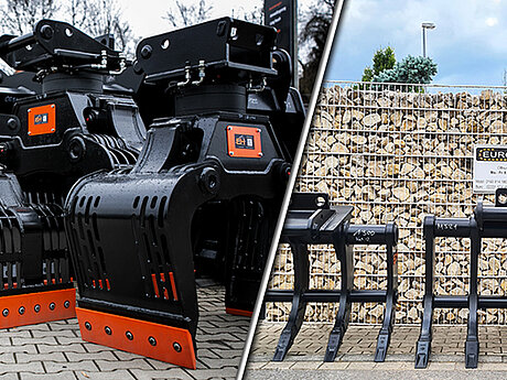 Komplettl&ouml;sungen f&uuml;r Baumaschinen von Euroholz - &uuml;ber 3.000 direkt lieferbare Anbauteile, Anbauger&auml;te und Zubeh&ouml;r in top Qualit&auml;t