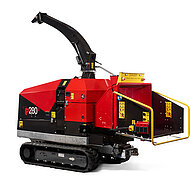 Motor-H&auml;cksler mit Kran oder Bagger beschicken