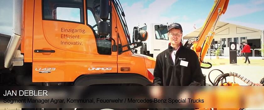 Messepremiere der neuen Unimog-Geräteträger auf der Demopark 2013 - Interview mit Jan Debler 