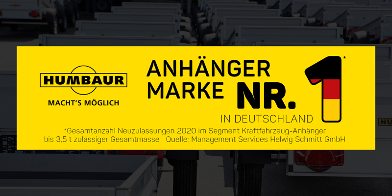 Humbaur auch 2020 Anhängermarke Nr. 1 in Deutschland