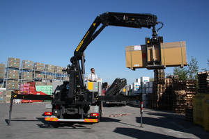 Drei neue Volvos FH 420, best&uuml;ckt mit Palfinger-Ladekranen 