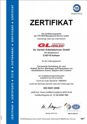 GL Verleih Arbeitsb&uuml;hnen GmbH ist seit Jahren DIN EN ISO- zertifiziert 