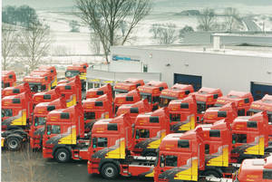 Full House bei HS-Schoch: MAN-Trucks so weit das Auge reicht. 